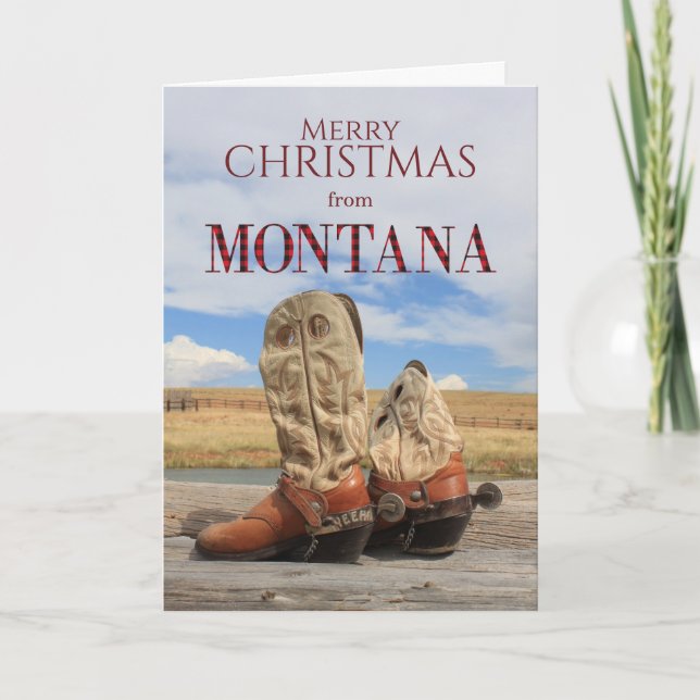 Montana Cowboy Boot Christmas Card (Front)