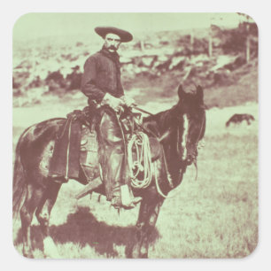 Montana Cowboy, c.1880 (b/w photo) Square Sticker