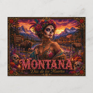 Montana Día de los Muertos Retro Postcard