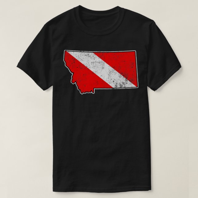 Montana Dive Flag Scuba Diving State Map Dive Flag T-Shirt (Design Front)