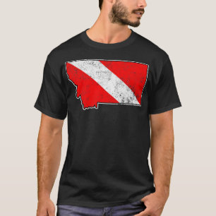 Montana Dive Flag Scuba Diving State Map Dive Flag T-Shirt