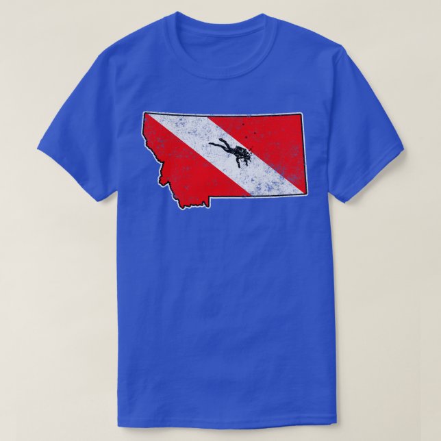 Montana Dive Flag Scuba Diving State Map Dive Flag T-Shirt (Design Front)