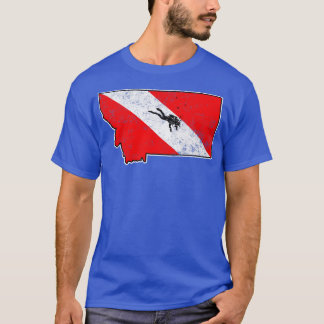Montana Dive Flag Scuba Diving State Map Dive Flag T-Shirt