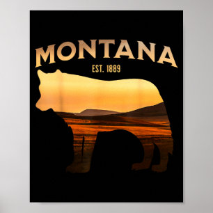 Montana Est 1889 Wolf Scenic Wilderness View Poster