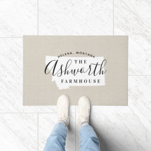 Montana Family Monogram State Doormat