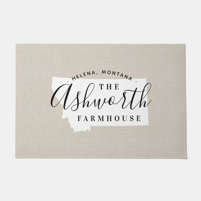 Montana Family Monogram State Doormat (Front)