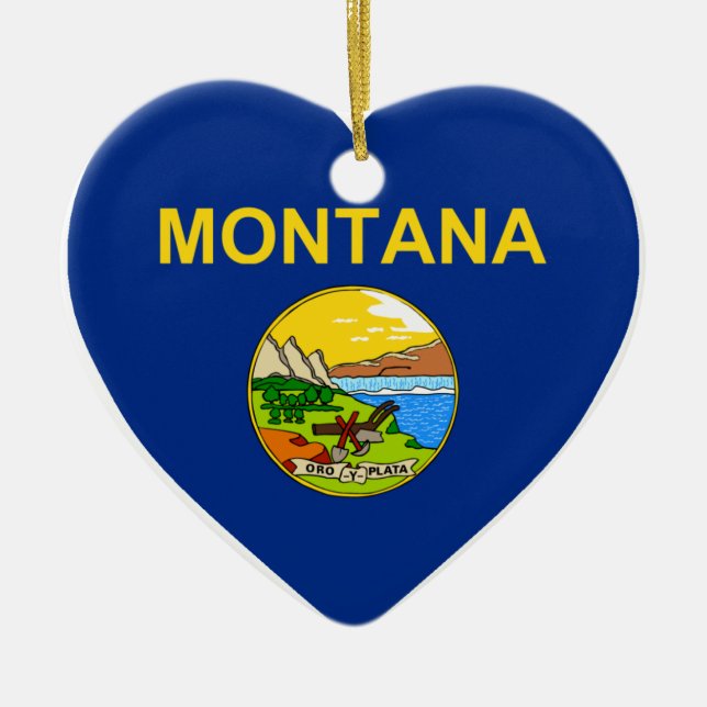 Montana Flag Heart Ceramic Ornament (Front)