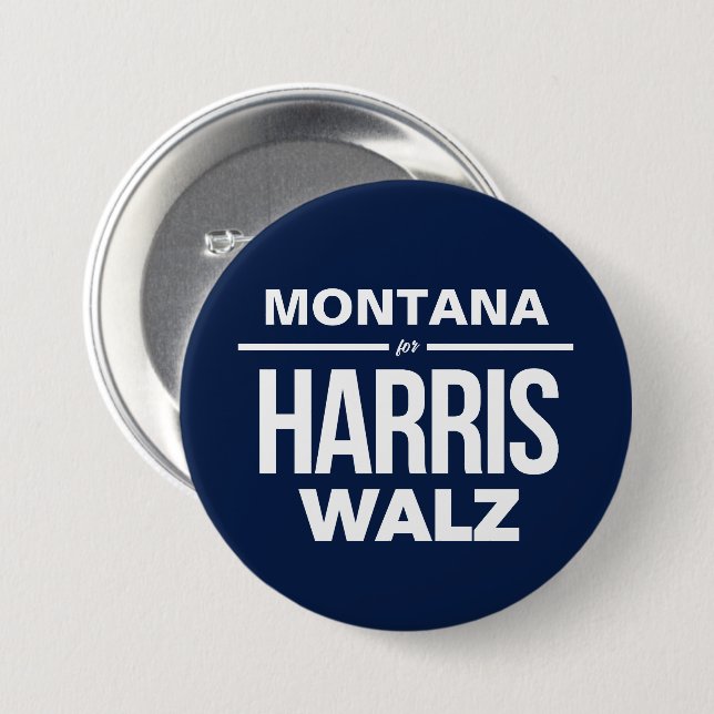 Montana for Harris Walz 3 Inch Round Button (Front & Back)