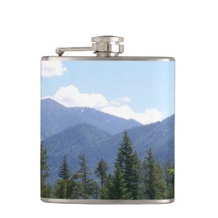 Montana Forest and Mountains Scenic View Hip Flask