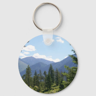 Montana Forest and Mountains Scenic View Keychain