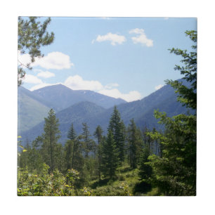 Montana Forest and Mountains Scenic View Tile