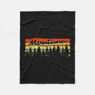 Montana Forest Sunset Trees Cabin Theme Souvenir Fleece Blanket