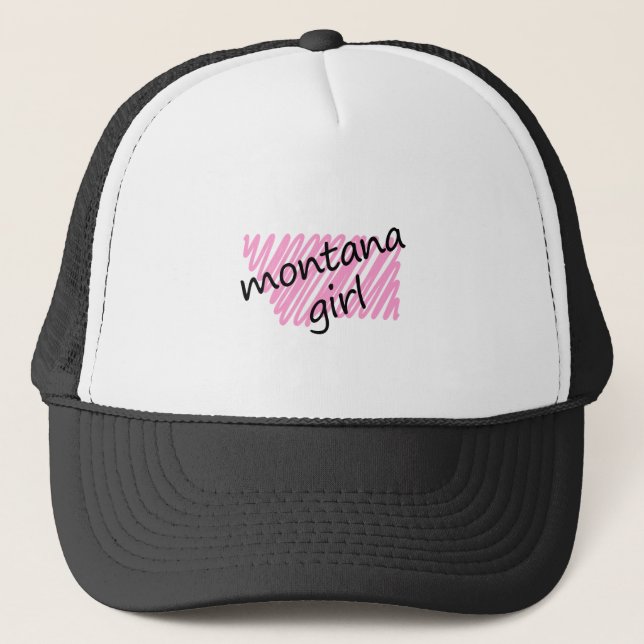 Montana Girl with Scribbled Montana Map Trucker Hat (Front)
