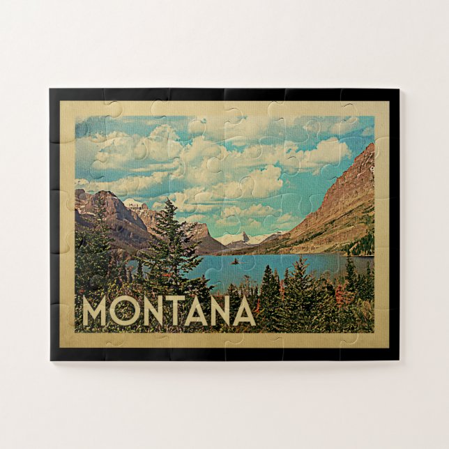 Montana Glacier Park Vintage Travel Jigsaw Puzzle (Horizontal)