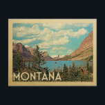 Montana Glacier Park Vintage Travel Postcard<br><div class="desc">Montana design in Vintage Travel style featuring a lake in Glacier National Park.</div>
