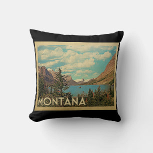 Montana Glacier Park Vintage Travel Throw Pillow