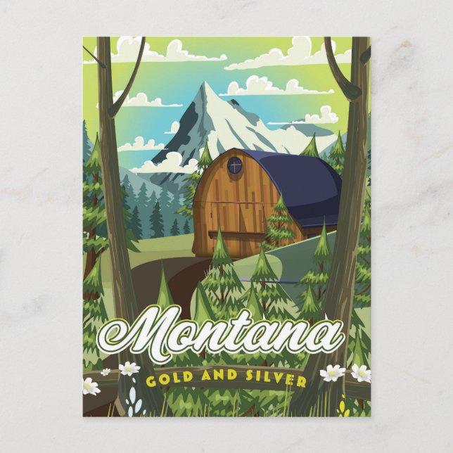 Montana "Gold and Silver" travel poster Holiday Postcard (Front)