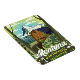 Montana "Gold and Silver" travel poster Magnet