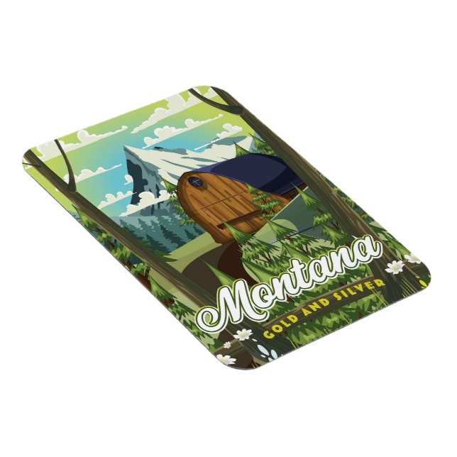 Montana "Gold and Silver" travel poster Magnet (Right Side)