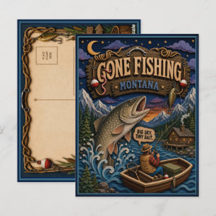 Montana Gone Fishing Bull Trout Postcard