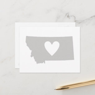 Montana Grey Map Shape Heart Cutout Montanan Love Postcard