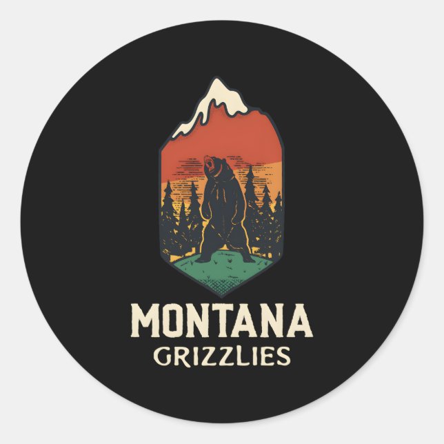 Montana Grizzlies Classic Round Sticker (Front)