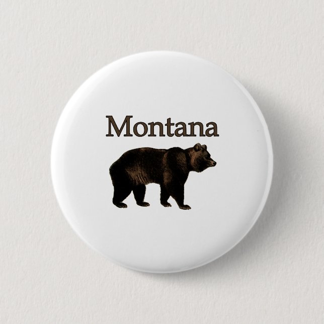 Montana Grizzly Bear 2 Inch Round Button (Front)