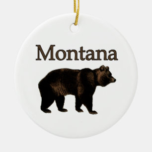 Montana Grizzly Bear Ceramic Ornament