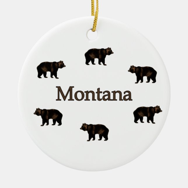 Montana Grizzly Bears Ceramic Ornament (Front)
