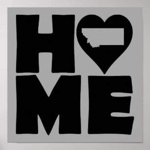 Montana Home Heart State Poster Sign