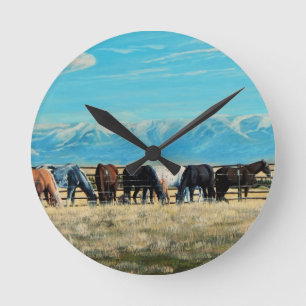 Montana horses, spring roundup, mares/babies 2 round clock