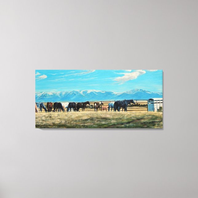 Montana horses, spring roundup, mares/babies canvas print (Front)