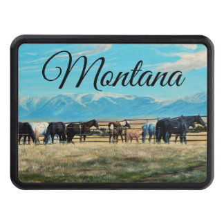Montana horses, spring roundup, mares/babies trailer hitch cover