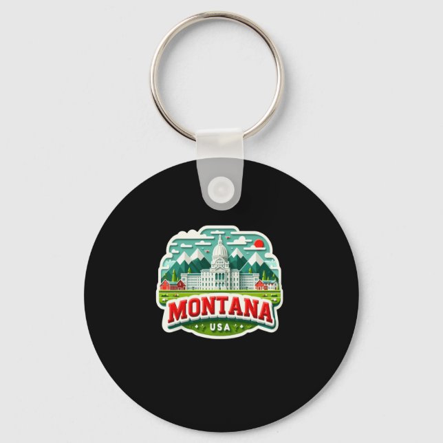 Montana In Usa Sticker  Keychain (Front)