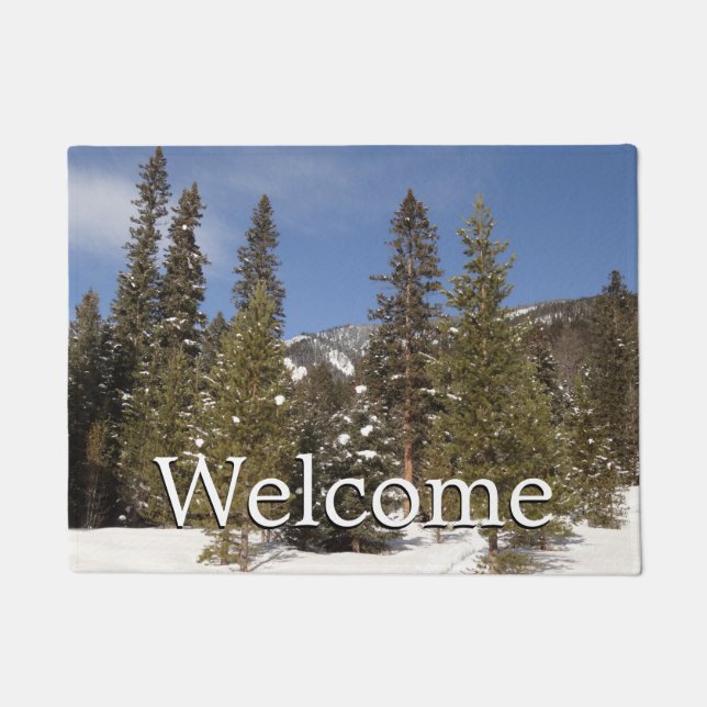 Montana Mountain Trails in Winter Landscape Photo Doormat (Front)