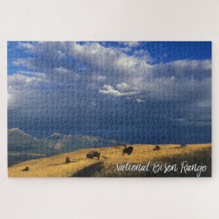 Montana National Bison Range Mountains Clouds Sky Jigsaw Puzzle
