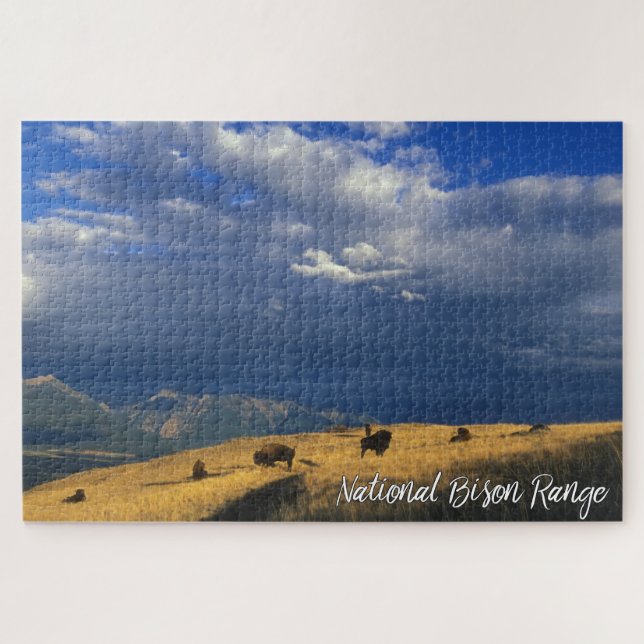 Montana National Bison Range Mountains Clouds Sky Jigsaw Puzzle (Horizontal)