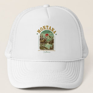 Montana Nature Scene – Wildlife, Mountains, River Trucker Hat