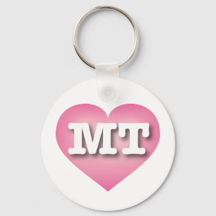 Montana Pink Fade Heart - I love MT Keychain