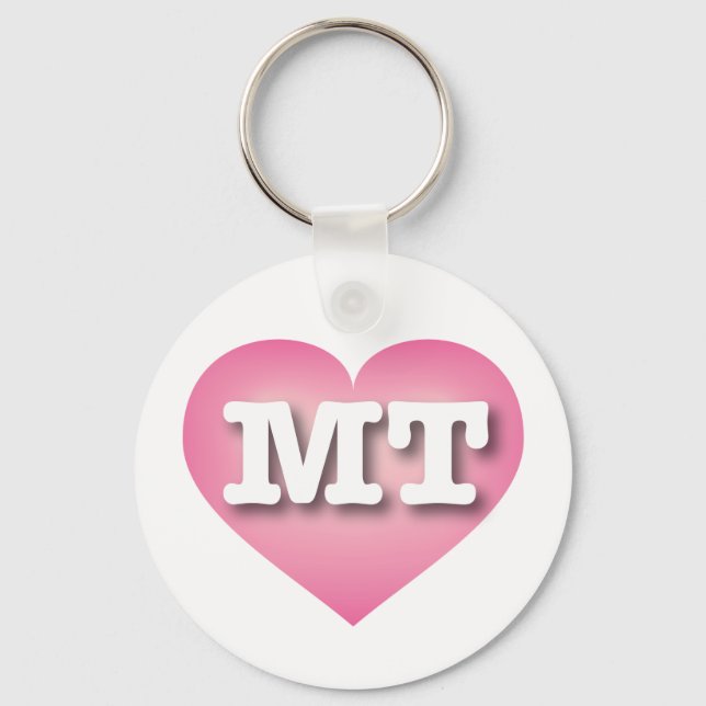 Montana Pink Fade Heart - I love MT Keychain (Front)