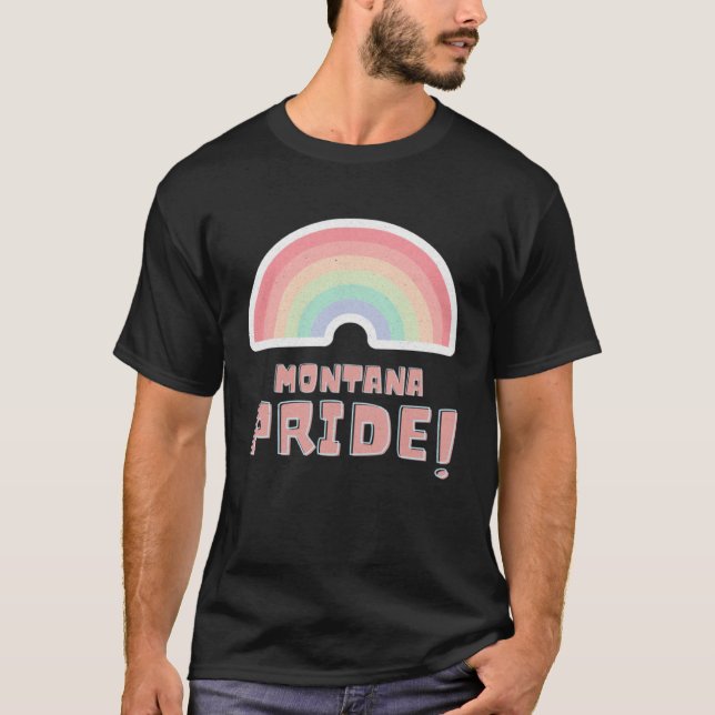 Montana Pride LGBTQ Cute Rainbow Minimalist Pride T-Shirt (Front)