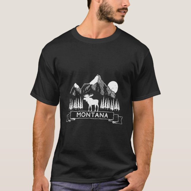 Montana Shirt Montana Mountain Moose Montana Gift (Front)