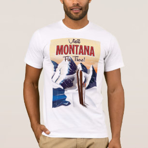 Montana Ski Vintage style travel print T-Shirt