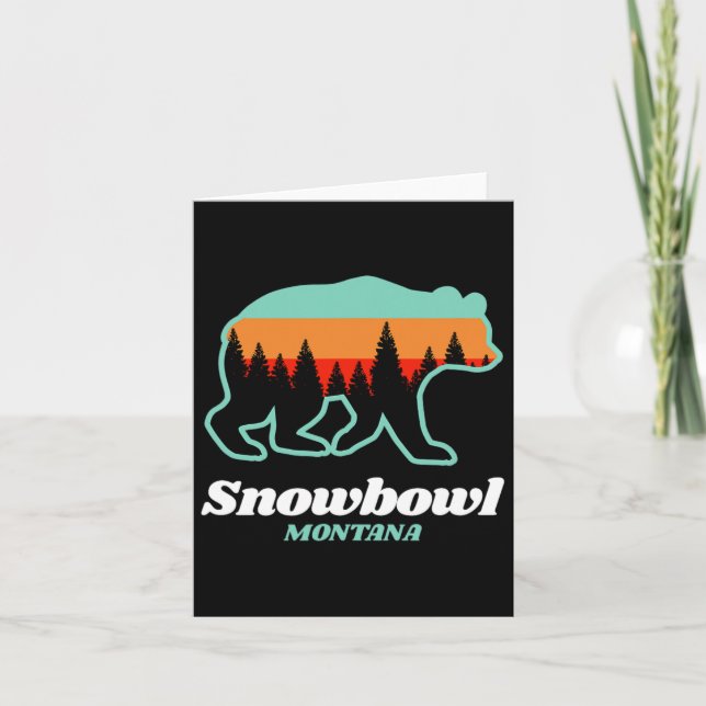 Montana Snowbowl Skiing Snowboarding Bear  Card (Front)