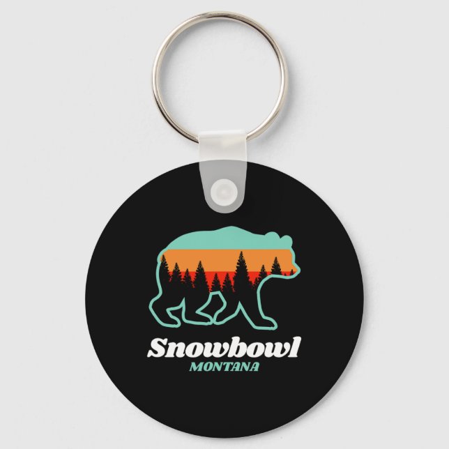 Montana Snowbowl Skiing Snowboarding Bear  Keychain (Front)