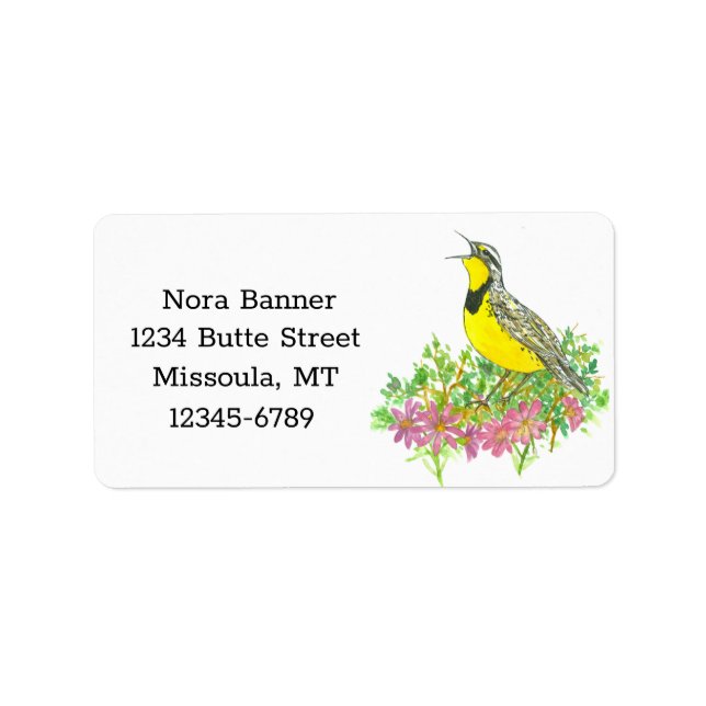 Montana State Bird Bitterroot Return Address Label (Front)