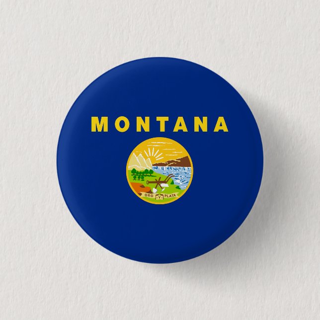 Montana State Flag 1 Inch Round Button (Front)