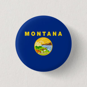 Montana State Flag 1 Inch Round Button