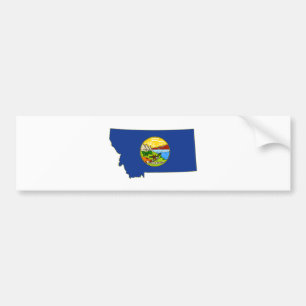 Montana State Flag and Map Bumper Sticker