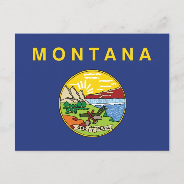 Montana State Flag Big Sky Country Oro Y Plata Postcard (Front)